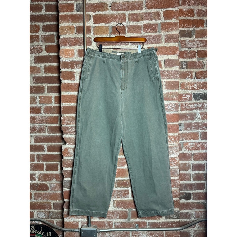 Old Navy Vintage Khaki Chino Pants Mens 36x32 Green Cotton Straight Leg Cinch